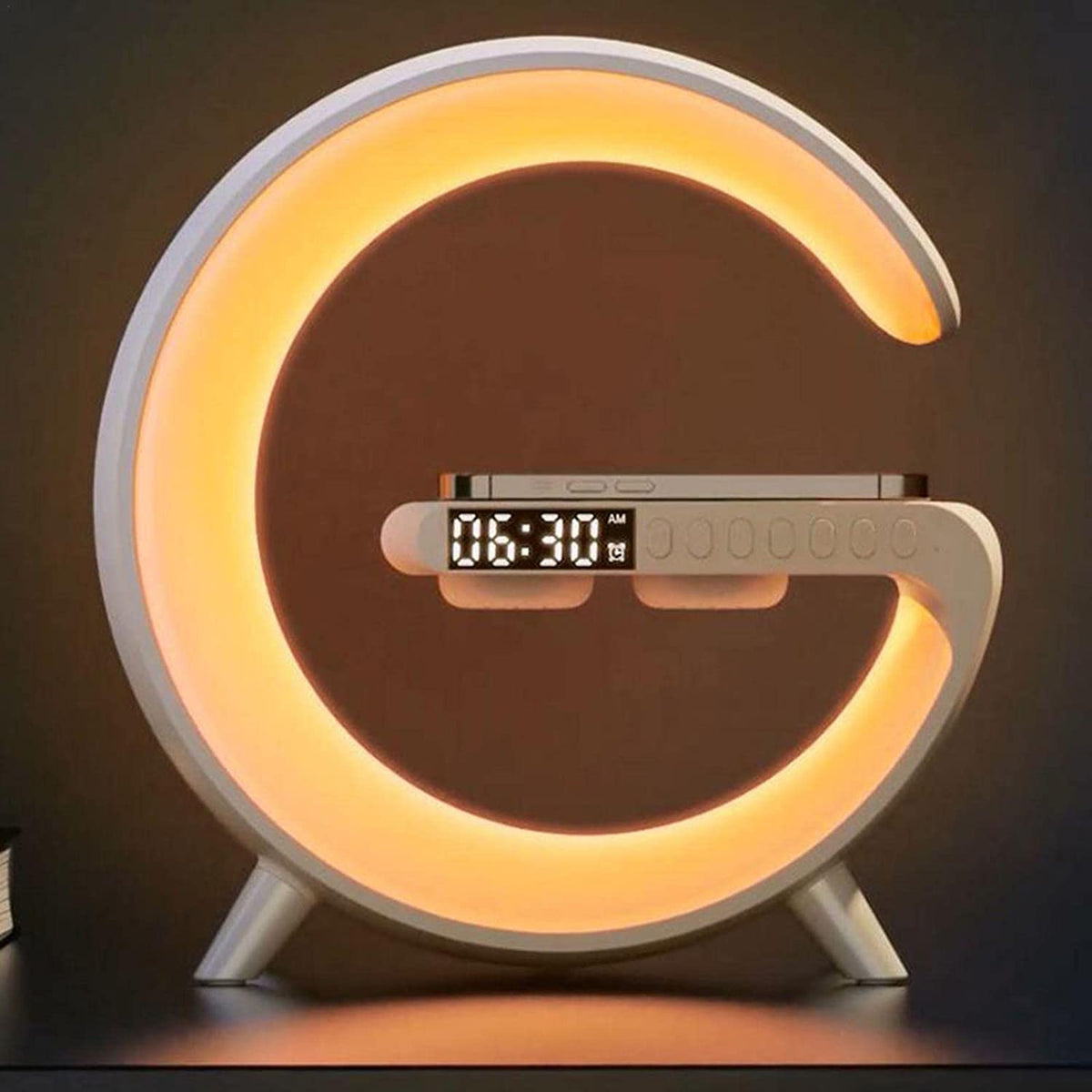 Wireless charging lamp with phone charging area