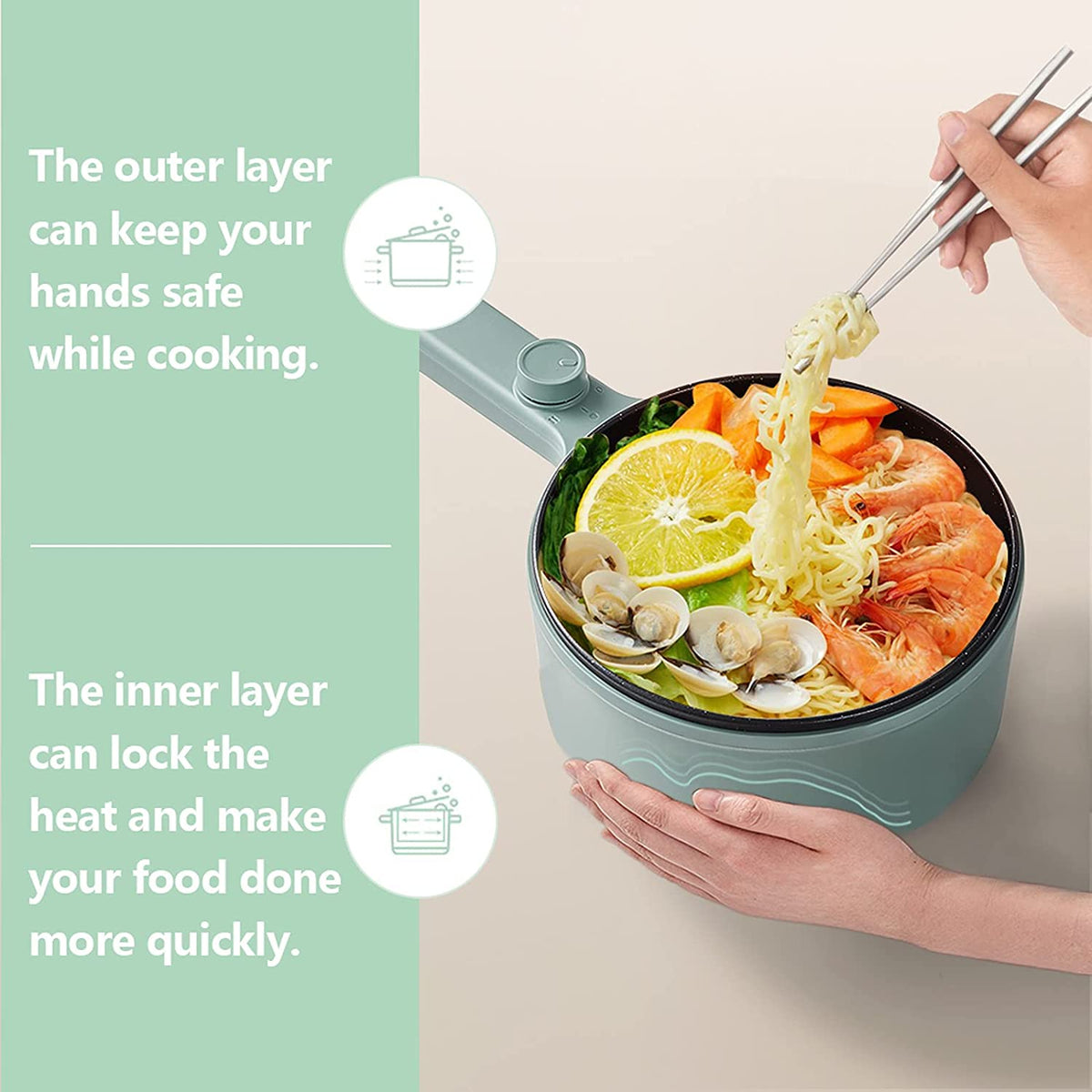 Heated portable pot for cooking and food warming