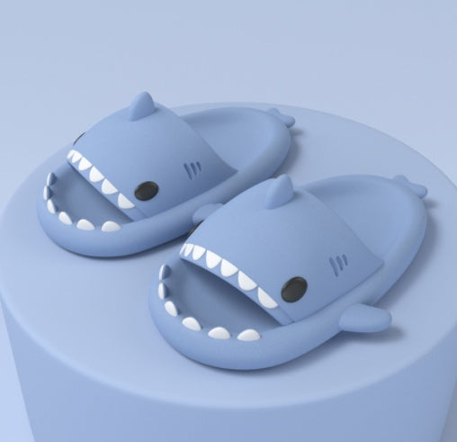Cartoon shark slippers with anti-slip textured sole