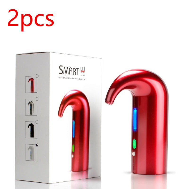 Electric Wine Pourer – Automatic wine decanter and aerator in red with packaging.